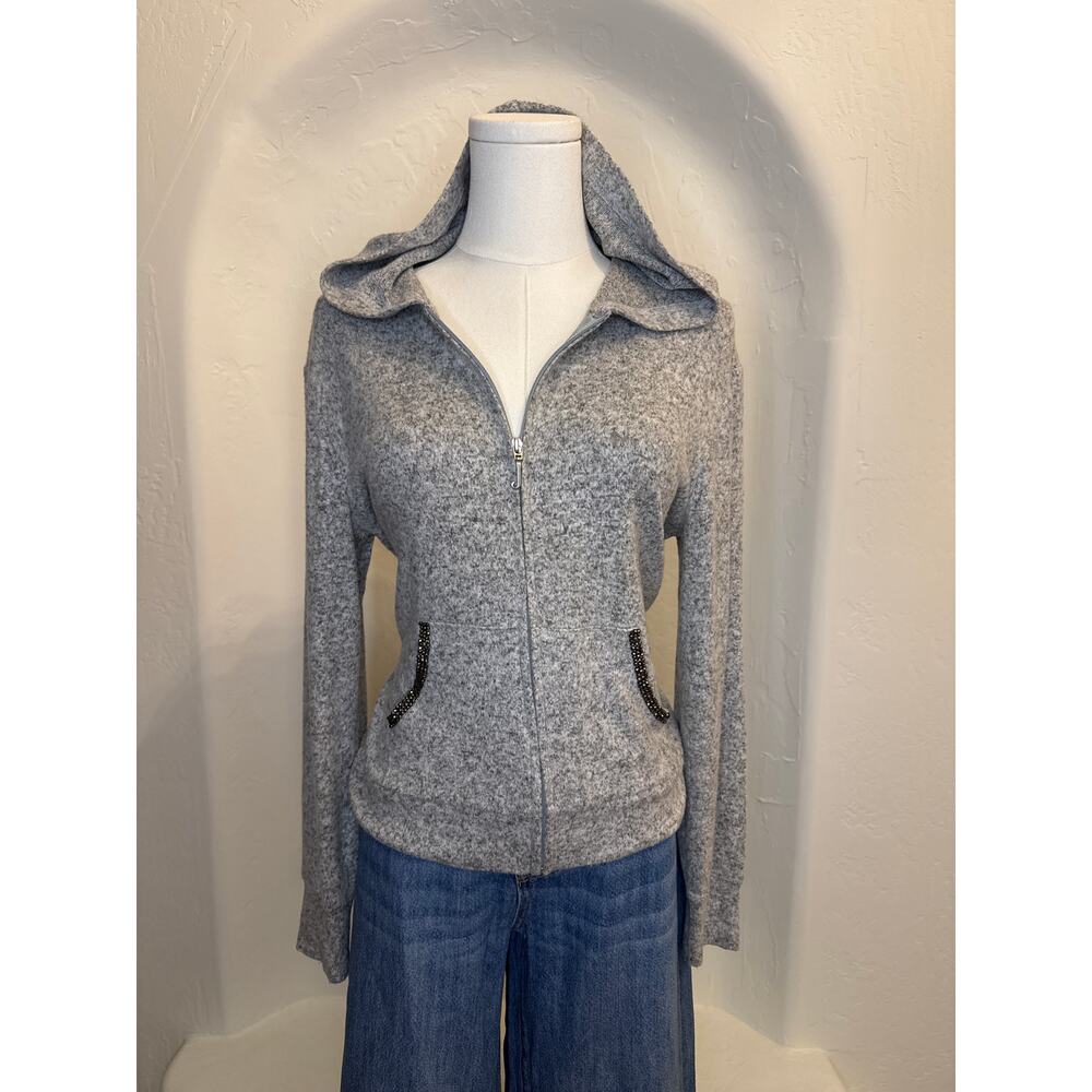 Vintage Juicy Couture Zip Hoodie – Size XS, Gray with Crystal Trim